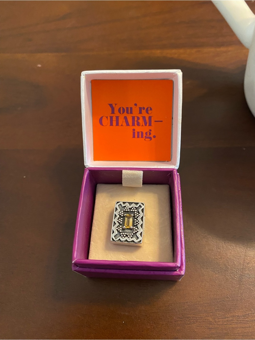 Lori Bonn Sterling Silver citrine gem slide charm